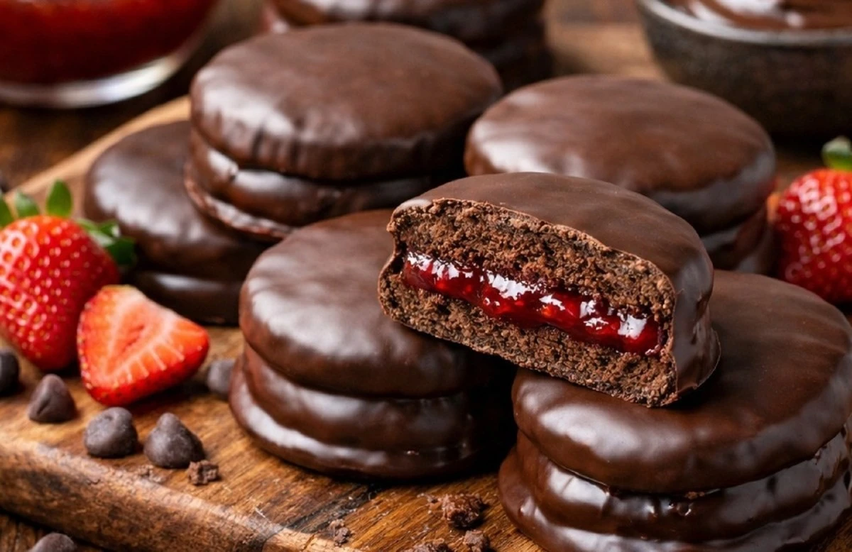 Czekoladowo-truskawkowe alfajores: przepis, który podbije Twoje serce