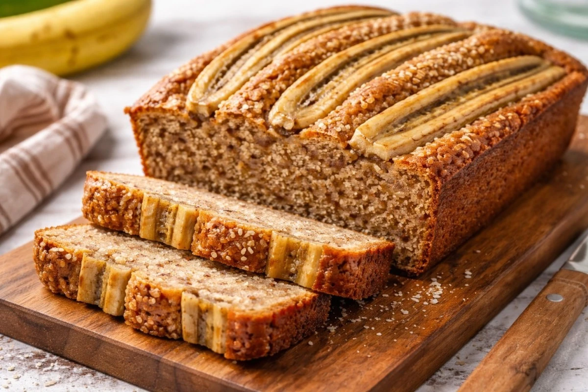 Domowy bananowy chlebek z mąki pełnoziarnistej: wilgotny, puszysty i bez dodatku cukru