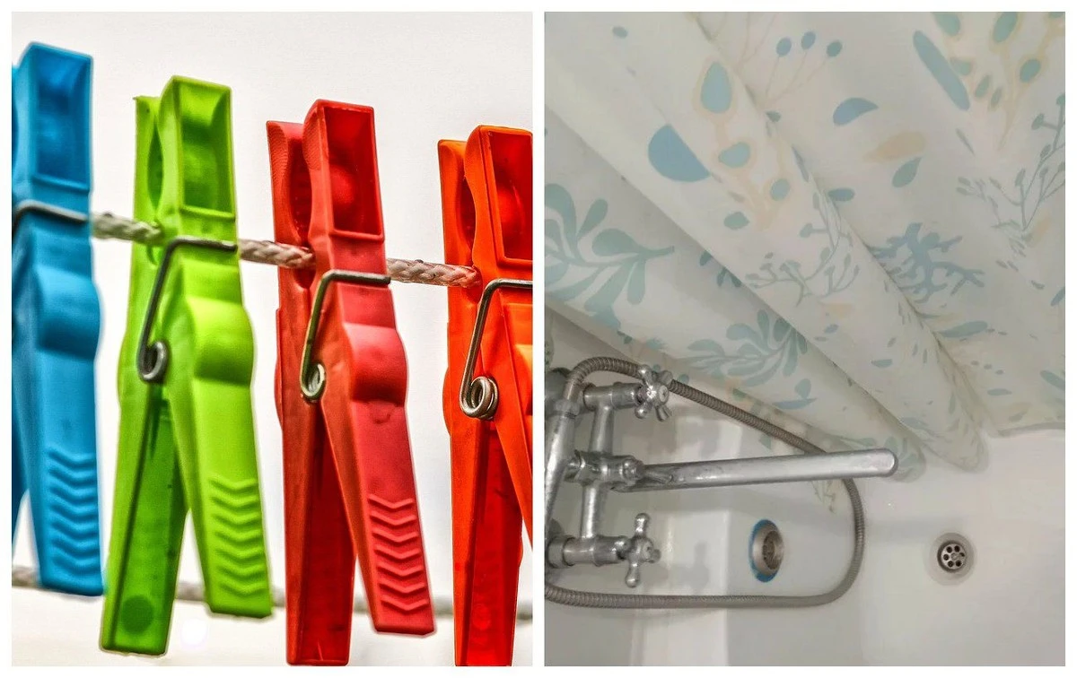 1 klamerka na zasłonie prysznicowej. Efekt? Wanna pachnie jak w SPA, a powietrze jest świeże