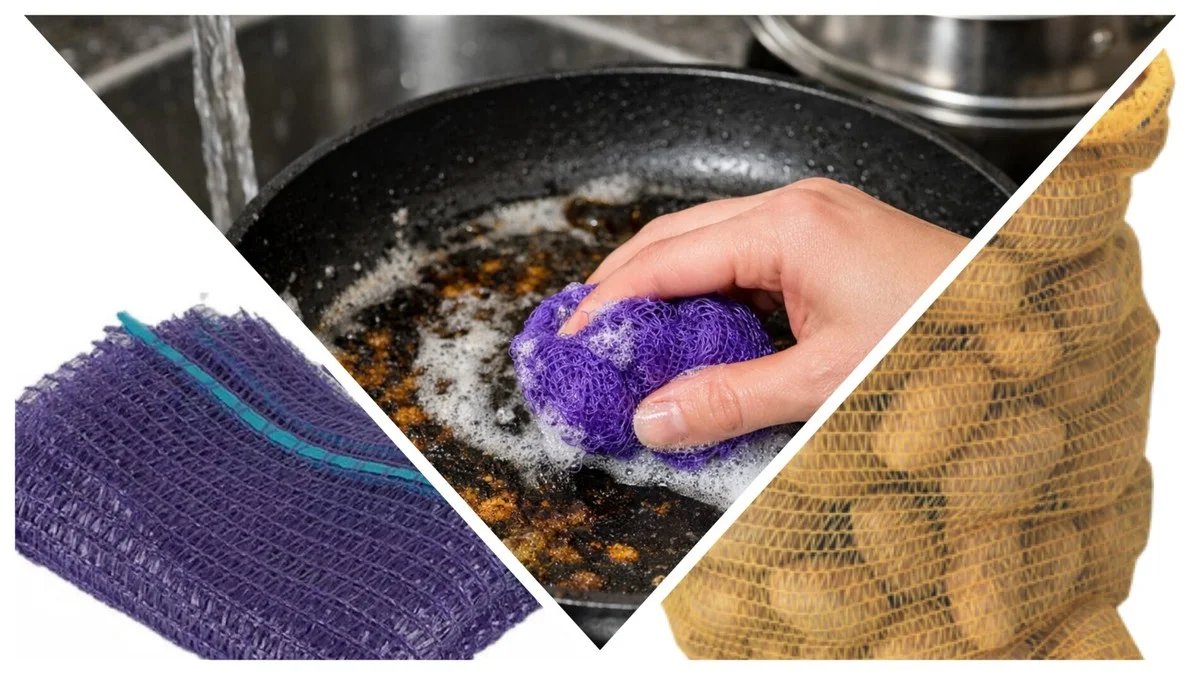 Po co wyrzucać siatki po cebuli? Okazuje się, że możesz nimi umyć garnki do perfekcji bez rysowania.