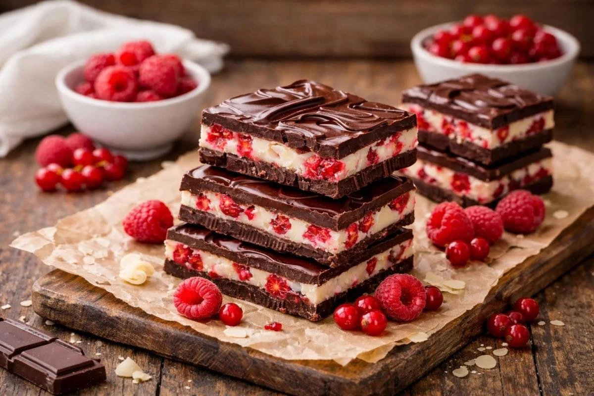 Letnie pragnienie zaspokojone: szybkie batoniki z białą czekoladą i malinami