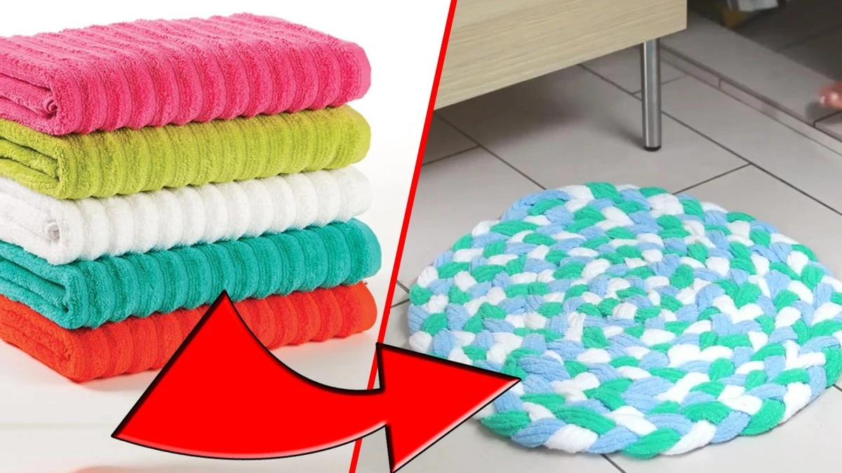 Kreatywny sposób na stare ręczniki: zrób z nich miękki dywanik łazienkowy. - image 1